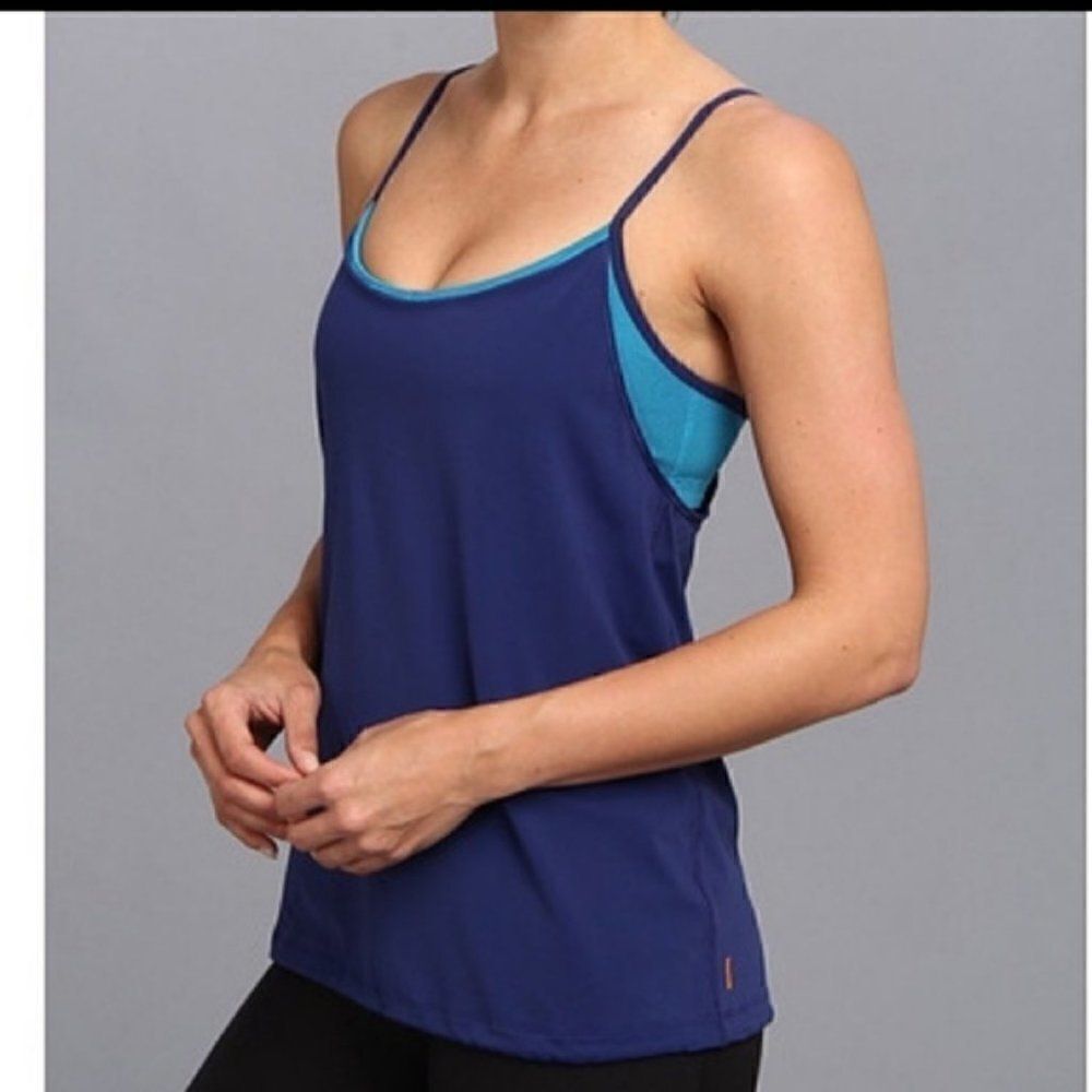Lucy Blue Yoga Flow Built in Bra Tank Top Women's Small Workout Athleisure Y2K